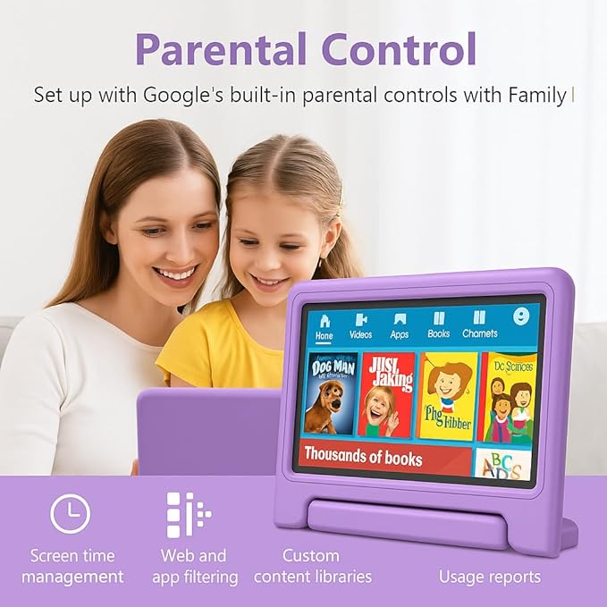 10.1" Kids Tablet Android 14 | 64GB Octa-Core 8GB RAM | Shockproof Case & Parental Control | 12H Fast Charge | HD Display w/Google Kids Space & Educational Apps | WiFi 6/Bluetooth/GPS | Ages 3-12-CubbioJoy
