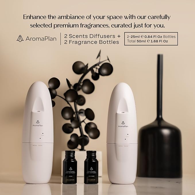 AromaPlan Authentic 2025 Upgraded Plug in Waterless Diffuser (2 Fragrances Included)-Cold Air & Nanotechnology Diffusers for Home & Office- Silent Wall Diffuser Plug in (2 Devices +2 Scents)-CubbioJoy