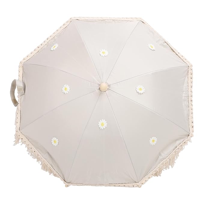 Baby Outdoor Parasols, Baby Stroller Parasol Umbrella with Adjustable Clamp, Toddler Parasol for Trolley Wheelchair Beach Chair, Outdoor Activities (Beige with-CubbioJoy