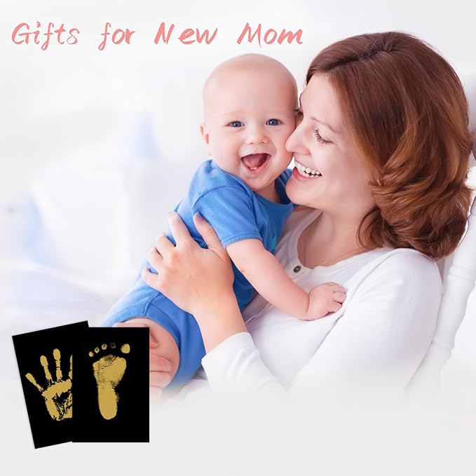 4-Pack Baby Footprint Kits,Inkless Hand and Footprint Kit,Clean Touch Baby Handprints and Footprints Kits,No Mess Ink Pad for Baby Hand and Footprints,Baby Shower Gifts for New Moms-CubbioJoy