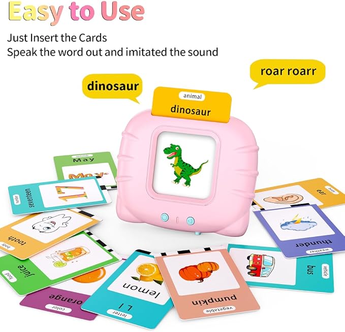580 Pre-K Sight Words Talking Flash Cards with Dolch Words,Letters/Number Flash Cards 1-100 Kindergarten, Pocket Speech Toys, Educational Learning Gifts for 3 4 5 6 Year Old Girls, Pink-CubbioJoy