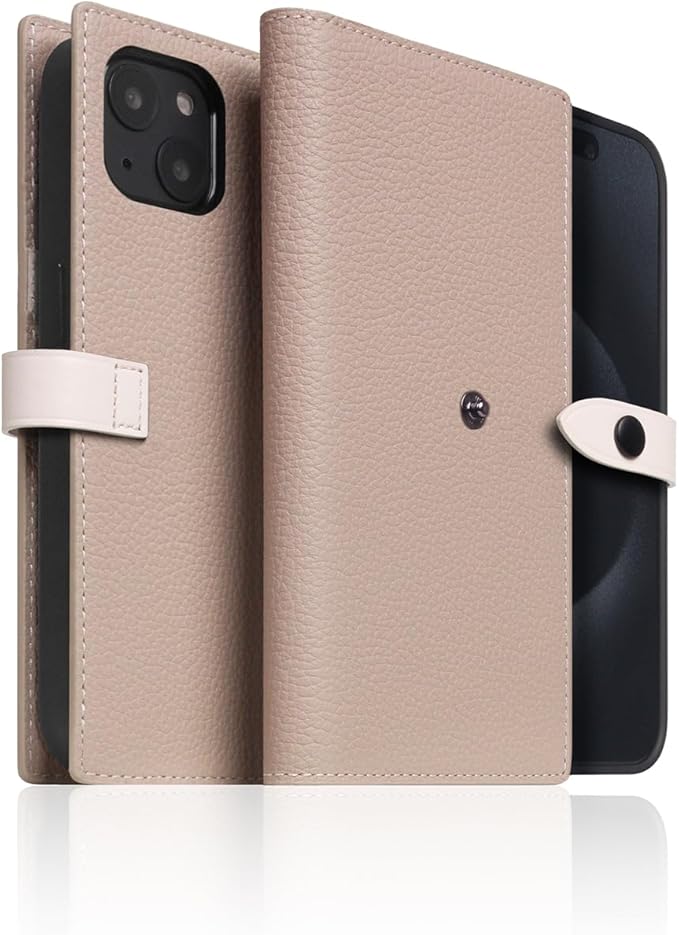 D8 Edition Full Grain Leather Wallet Case for iPhone 15 - [2-in-1] Handcrafted Detachable Diary Style with Magnetic MagSafe Back Cover and Snap Closure, Gift Box Included (Light Cream)-CubbioJoy