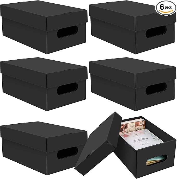 6PCS Photo Storage Box for 4"x6" Photos,10.2“ x 6.5“ x 4.7“ Picture Box Store and Protect Pictures,Documents Black-CubbioJoy