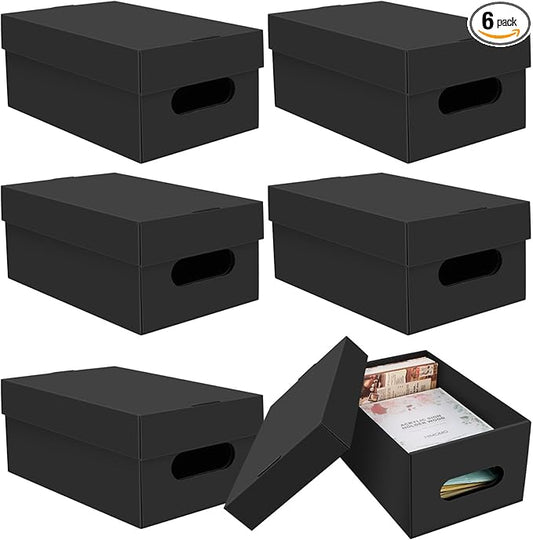 6PCS Photo Storage Box for 4"x6" Photos,10.2“ x 6.5“ x 4.7“ Picture Box Store and Protect Pictures,Documents Black-CubbioJoy