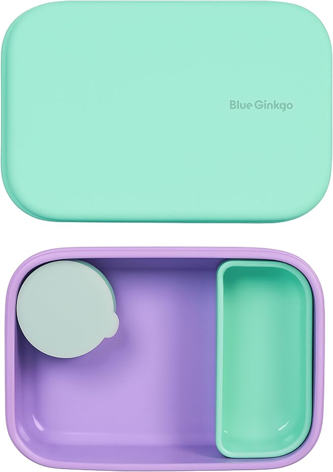 BLUE GINKGO Silicone Lunch Box Set – Durable Heavy-Duty Silicone Bento Box, Microwave, Freezer, Dishwasher Safe – Airtight, BPA Free (Made in Korea, Purple)-CubbioJoy