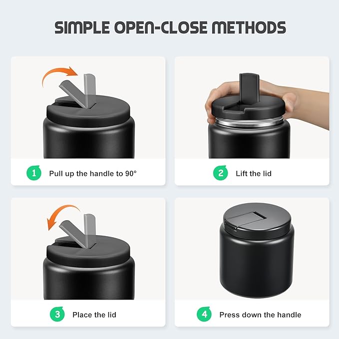 26oz Soup Thermo for Hot Food Kids with Buckle Lid Insulated Vacuum Food Jar Wide Mouth Leakproof Stainless Steel Lunch Container (Black)-CubbioJoy