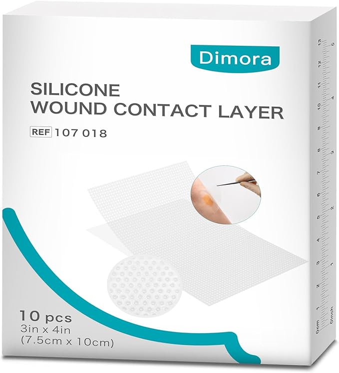 Dimora Silicone Wound Contact Layer, Non-adhering Dressing, Transparent Wound Dressing Pads, 3in x 4in (7.5cm x 10cm), 10 pcs-CubbioJoy