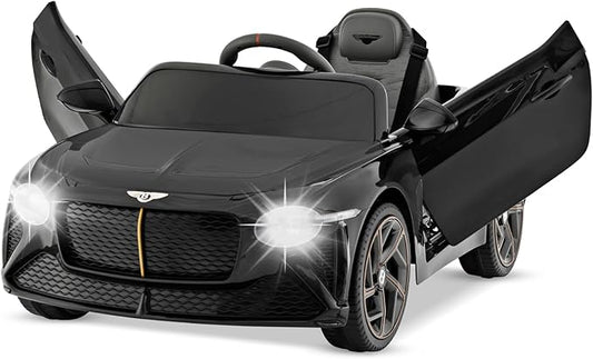 Costzon Ride on Car, 12V Licensed Bentley Bacalar Battery Powered Kids' Electric Vehicles w/Remote Control, Scissor Doors, Wireless Connection, Lights/Sound Effects, Kids Car Toys for Toddlers(Black)-CubbioJoy