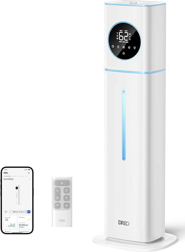 Dreo 11L Smart Humidifier Large Room 700 ft², 100H Cool Mist Air Humidifiers for Bedroom, Top-Fill Self-Cleaning Tank, 26dB, Auto Mode, Aroma Box, RGB Light, Remote & APP Control, Baby, Plant, Blue-CubbioJoy