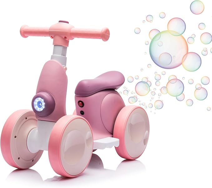 6V Electric Baby Balance Bike for 1 Year Old Boys Girls Ride on Toys 12-48 Months Toddler Balance Bike, 4 Wheels Kids First Bike with Remote Control First Birthday Gifts- Purple-CubbioJoy
