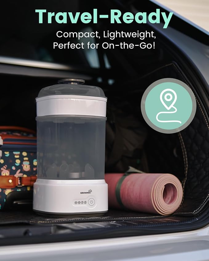 Bottle Sterilizer and Dryer, Compact Electric Steam Baby Bottle Sterilizer (Esterilizador de Biberones), Bottle Sanitizer for Baby Bottles, Pacifiers, Pump Parts Black-CubbioJoy