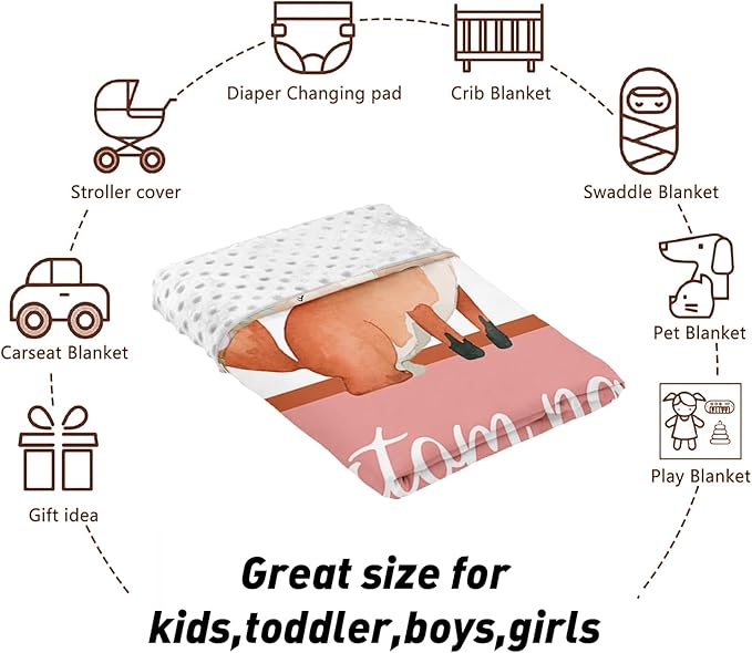 Custom Name Crib Bedding Set - Fox Theme, Personalized Nursery Bedding 3-Piece Set– Soft Blanket, Fitted Sheet, Changing Pad Cover – for Newborns Girls Nursery Gifts-CubbioJoy