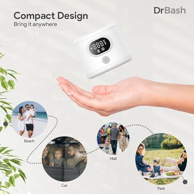 DrBash Portable Bottle Warmer for Travel, Leak-Proof Travel Baby Bottle Warmer with Fast Heating for Breastmilk, Safety Material Baby Bottle Warmer for Dr. Brown, Medela, Tommee Tippee, ComoTomo,-CubbioJoy