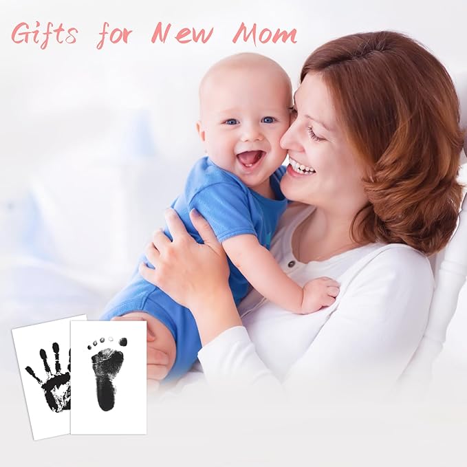 4-Pack Baby Footprint Kits,Inkless Hand and Footprint Kit,Clean Touch Baby Handprints and Footprints Kits,No Mess Ink Pad for Baby Hand and Footprints,Baby Shower Gifts for New Moms-CubbioJoy