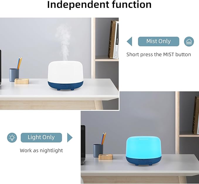 300ML Aromatherapy Ultrasonic Diffuser, Aroma Diffuser, Air Diffuser for Essential Oils, Oil Defuser with Remote, 7 Color Changing LED Light,Auto-Off,Timer for Home,Bedroom Office,Kids.-CubbioJoy