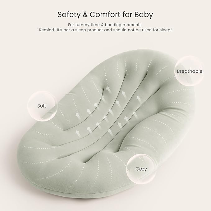 Baby Lounger for Newborn: Portable & Lightweight Pillow for Tummy Time Playtime & Diaper Changes - Skin-Friendly & Breathable for 0-12 Month Supervised Use-CubbioJoy