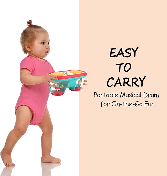 Baby Toys for 6 to 12 Months, Drum Musical Learning Infant Toys Rotating Light Up Toys for 12-18 Months, Tummy Time Toys for Baby 0-3-6-9 Months, Baby Gifts Toys 1 Year Old-CubbioJoy
