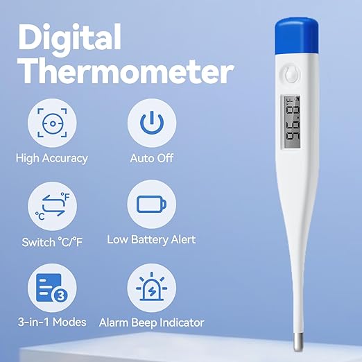 Berrcom Digital Thermometer for Adults, Kids, and Babies, Oral Rectal Underarm Medical Thermometer with Fever Alarm and C/F Switchable-CubbioJoy