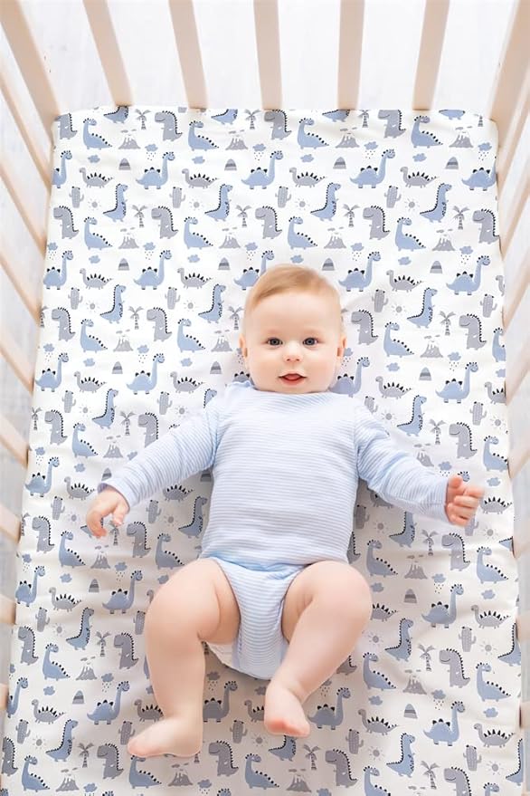 4 Pack Soft Baby Boy Crib Sheets for Standard Crib Mattress Dinosaur Star Cloud Soft Polyester Neutral Unisex Fitted Crib Sheets Set for Baby Boys-CubbioJoy