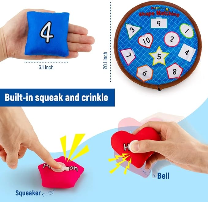 beetoy Shapes Bean Bags Matching Game - Toddler Preschool Learning Activities Memory for Numbers, Shapes, Colors, Words, Preschool Classroom Must Haves Learning Toys for Toddlers (10PCS) (Multicolor)-CubbioJoy