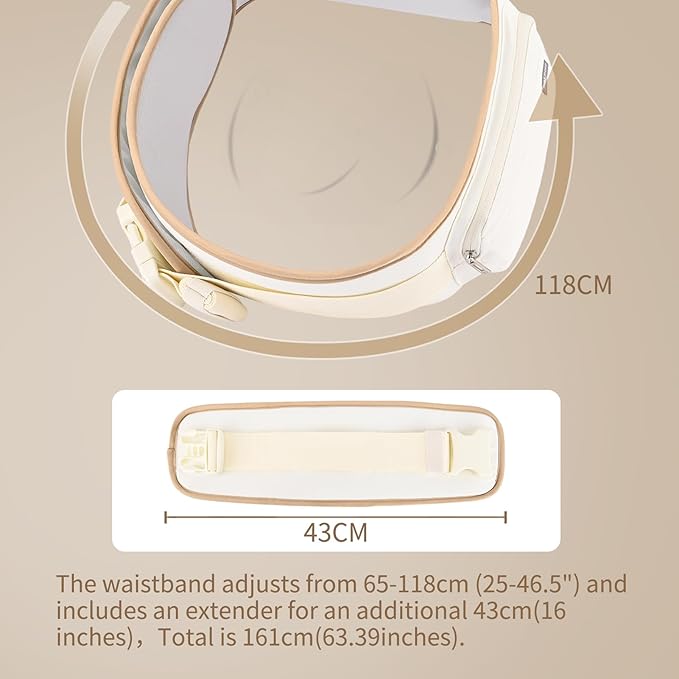 Bebamour Baby Carrier with Hip Seat,All-Position Breathable Mesh Hip Seat & Carrier 0-36Months with Head Hood, 3 PCS Teething Pads, Waist Extender,Storage Bag & Pacifier Case(Khaki)-CubbioJoy