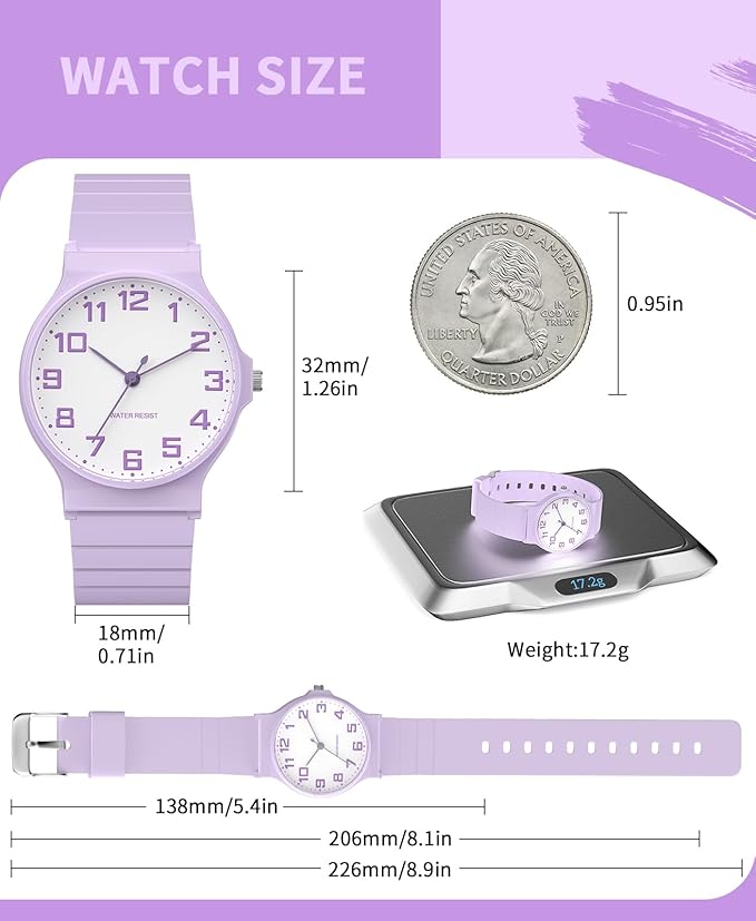 Kids Analog Watch Boys Girls, 30M Waterproof, Sports Watch for Boys, Easy to Read Children's Thin Dial Wrist Watches with Soft Band, for Ages 5-15 Kids Great Birthday Gifts Christmas Day-CubbioJoy