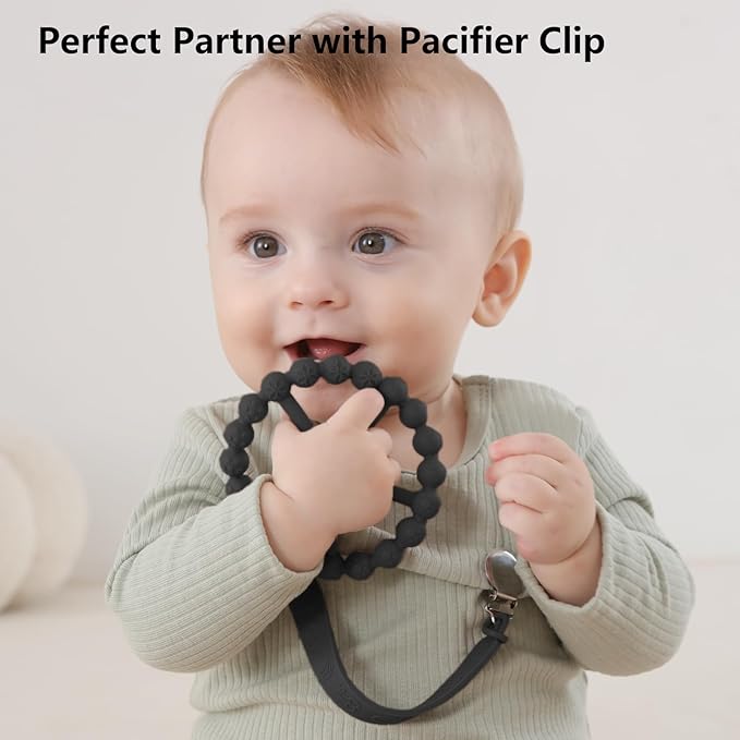 3 Pack Ring Teether, Silicone Teething Ring Toys for Babies 6 Months, Seposeve Baby Teethers 6-12 Months 12-24 Months, Easy to Grasp Toy for Baby Teething Relief-CubbioJoy