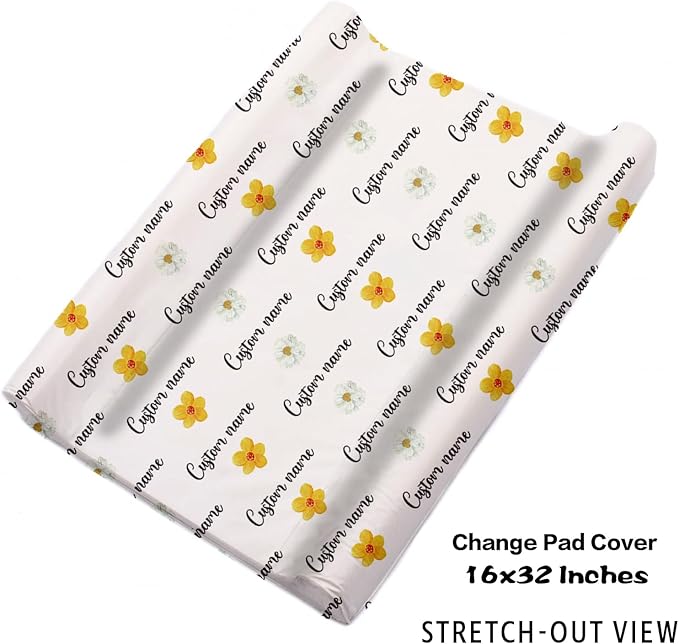 Custom Nursery Crib Bedding Set: 4 Piece Yellow Floral Elephant Design Baby Crib Sets for Girls with Personalized Name - Toddler Double Layer Blanket Set, Comfortable Crib Bed Sheets for Baby Toddlers-CubbioJoy