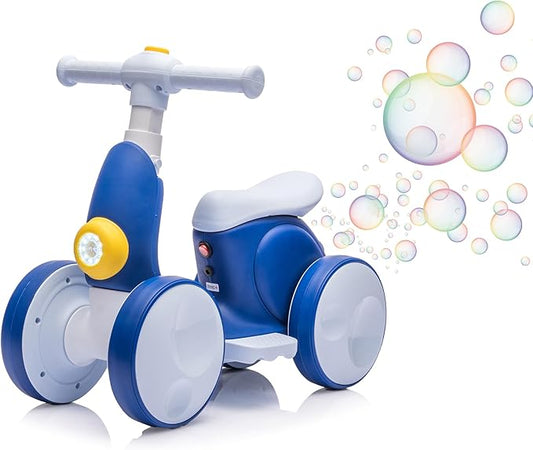 6V Electric Baby Balance Bike for 1 Year Old Boys Girls Ride on Toys 12-48 Month Toddler Balance Bike, 4 Wheels Kids First Bike with Remote Control First Birthday Gifts- Blue-CubbioJoy