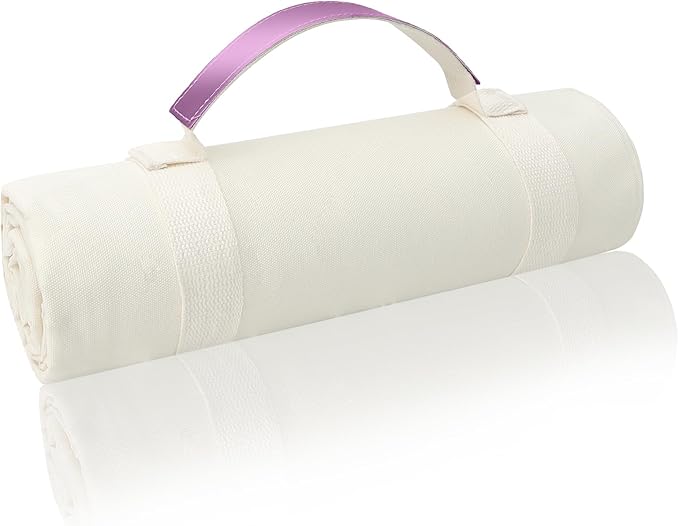 4’9” x 6’3” White Lightweight Water-Resistant Canvas Mat – Picnic, Outdoor, Beach, Park, Camping, Toy Mat-CubbioJoy