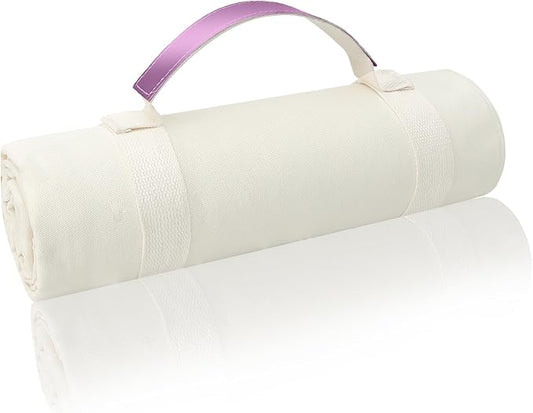 4’9” x 6’3” White Lightweight Water-Resistant Canvas Mat – Picnic, Outdoor, Beach, Park, Camping, Toy Mat-CubbioJoy