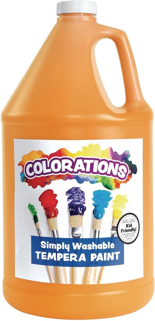 Colorations Paraben-Free Washable Tempera Paint for Kids - 1 Gallon Value Size. Vibrant Orange, Non-Toxic and Made in The USA-CubbioJoy