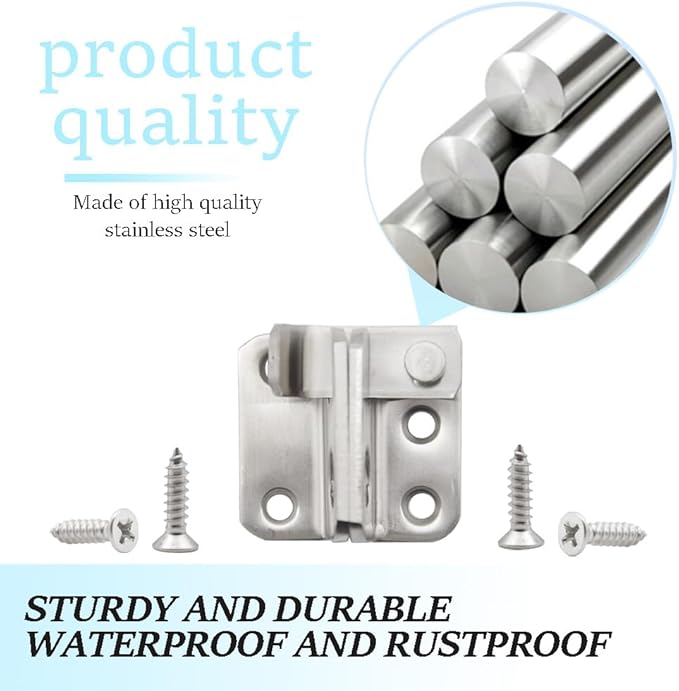 2 Pairs Slide Bolt Gate Latch Stainless Steel Brushed Finish Padlock Anti-Theft Hasp with Screws for Window Bedroom Bathroom Cabinet Mailbox Garden Pet Cage(UMK)-CubbioJoy