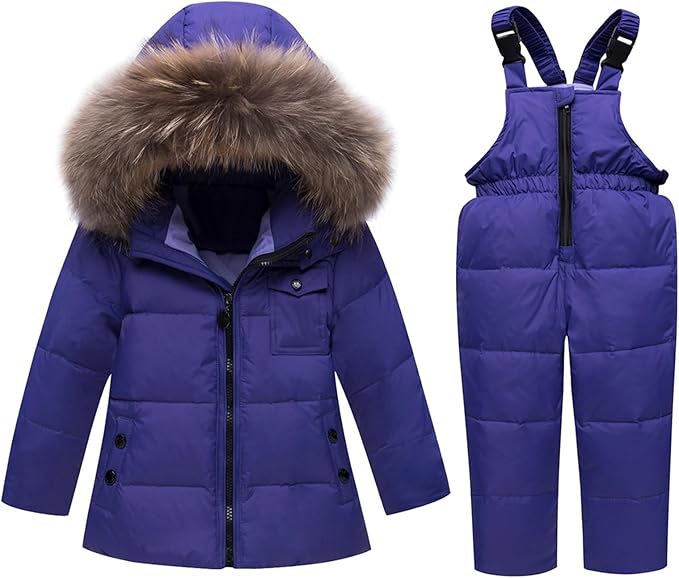 Baby Girl Winter Snowsuit Coat Boy Fur Snow Pants Bib Jacket For Toddler Clothes-CubbioJoy