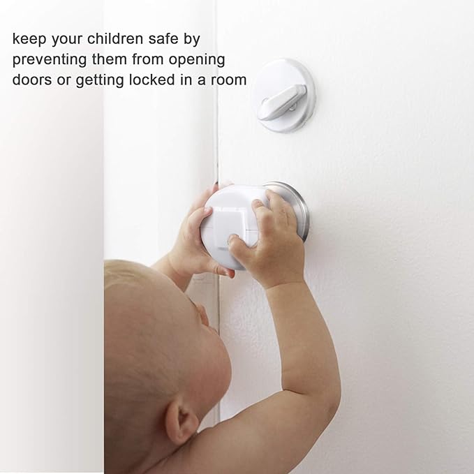 Door Knob Safety Cover for Kids, Child Proof Door Knob Covers, Baby Safety Door knob Handle Cover Lockable Design (4 Pack)-CubbioJoy