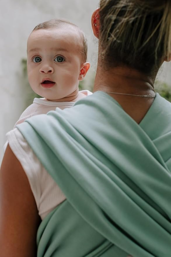 Boba Baby Wrap Carrier – Original Baby Sling Carrier for Newborns (7–35 lbs), Soft, Secure, Hands-Free & Ergonomic, Ideal for Comfortable Bonding, New Parents (Sage Green)-CubbioJoy