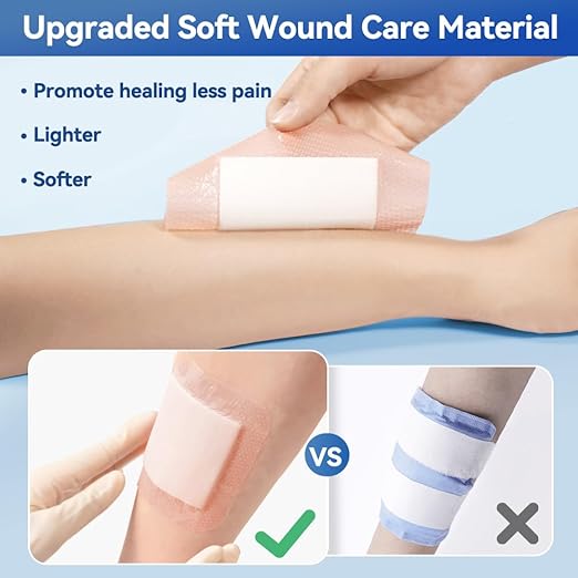 Dimora Silicone Super Absorbent Wound Dressings - Gentle Adhesive Bandages with Ultrasorb Polymer,Heavy Exudate Wound Care Pads 6"X 6" 10 Packs-CubbioJoy