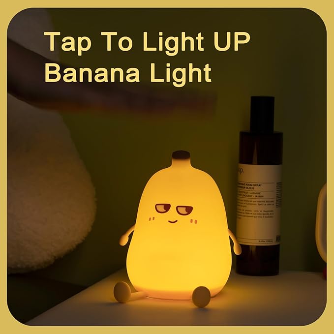 Banana Night Light for Kids, Cute Night Lamp for Room Decor, Portable Silicone Kids Lamp USB Rechargeable Nightlight, Birthday Christmas Gifts for Baby Toddlers Boys Girls-CubbioJoy