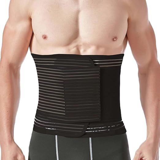 Abdominal Binder for Post Surgery & Postpartum Recovery, Abdomen Hernia Support Belt for Women & Men (Black, X-Large)-CubbioJoy