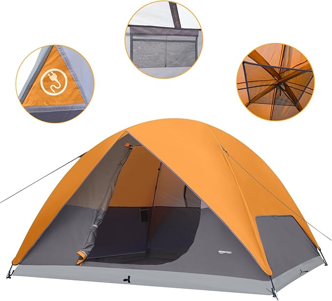 Amazon Basics Camping Tent, 3-Season Dome Design with Rainfly-CubbioJoy