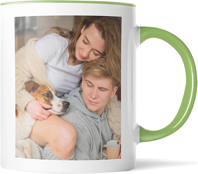 Custom Mug Upload Your Picture Personalized Coffee Mug with Photo Text Name Customized Cup Unique Ideas Gifts for Men Women Mom Dad Girlfriend Boyfriend Friend Family (Green, 11oz)-CubbioJoy