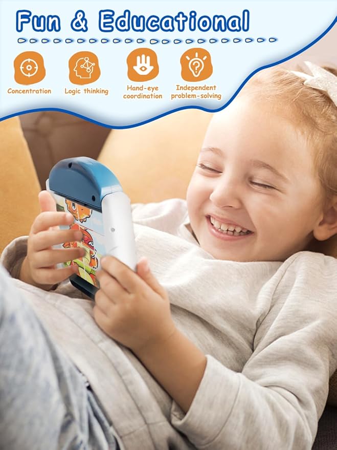 16-Piece Rotating Puzzles for Kids 4-6, Toddlers Puzzles 2-4, Road Trip, Airplane Activities Game, Travel Toys - Brain Teaser, Fine Motor Skills - Birthday Gifts Boys Girls - Dinosaur-CubbioJoy