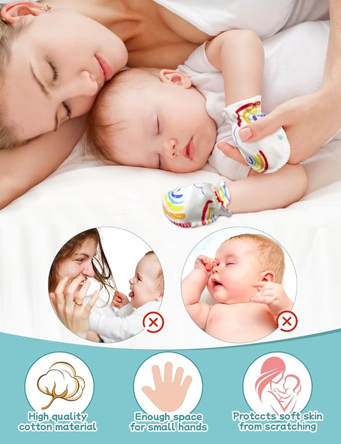 Cute Baby Mittens Newborn, No Scratch Baby Boy Mittens, Baby Girl Hat Gloves for Toddlers, Infant, Newborn-CubbioJoy