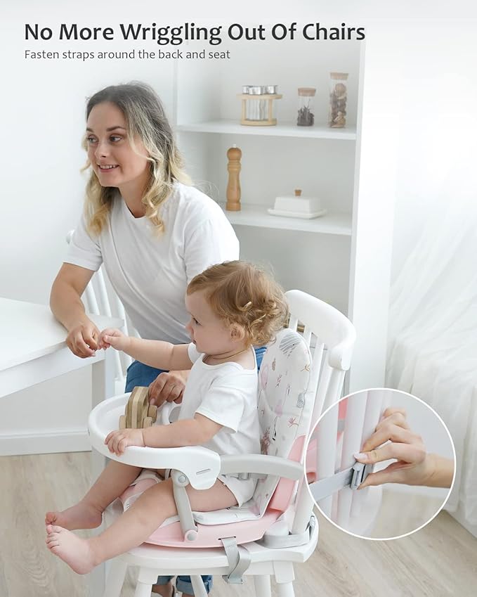 2in1 Portable Toddler Booster Seat, Grow with Baby Booster Seat for Dining Table with Removable Tray & Seat Pad, high Chair for Travel, ACE1013 Pink Flamingos-CubbioJoy