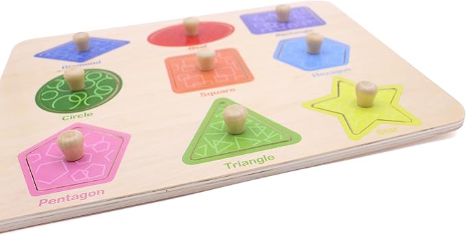 Aile Toddler Wooden Preschool Learning Shape Peg Puzzle Board Toys-CubbioJoy