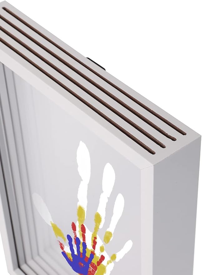CHERRY CHEERS Family Handprint Kit with Light, Handprint Keepsake Frame, Wooden Led Light, Easy Install, No Need Screw etc, Non-Toxic Paints (White)-CubbioJoy