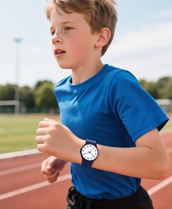 Kids Analog Watch Boys Girls, 30M Waterproof, Sports Watch for Boys, Easy to Read Children's Thin Dial Wrist Watches with Soft Band, for Ages 5-15 Kids Great Birthday Gifts Christmas Day-CubbioJoy