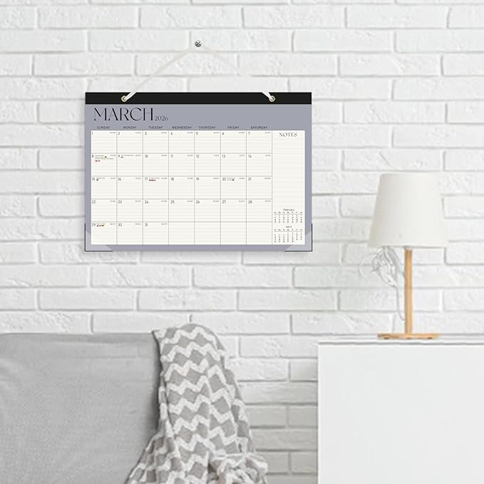 Desk Calendar 2025-2026, Monthly Desktop Large Calendar Runs Until December 2026-17" x 12" Desk Wall Planner for Family Office Teacher School, Blue-CubbioJoy