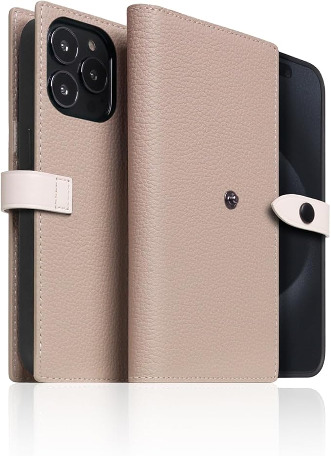 D8 Edition Full Grain Leather Wallet Case for iPhone 15 Pro - [2-in-1] Handcrafted Detachable Diary Style with Magnetic MagSafe Back Cover and Snap Closure, Gift Box Included (Light Cream)-CubbioJoy