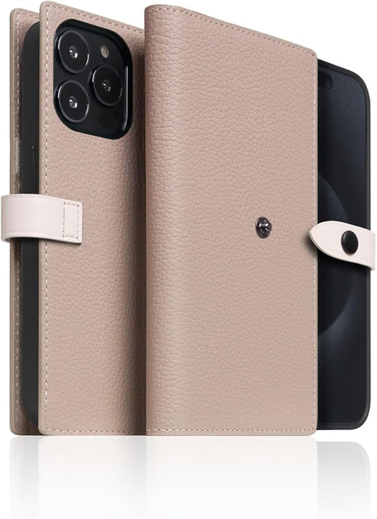 D8 Edition Full Grain Leather Wallet Case for iPhone 15 Pro - [2-in-1] Handcrafted Detachable Diary Style with Magnetic MagSafe Back Cover and Snap Closure, Gift Box Included (Light Cream)-CubbioJoy